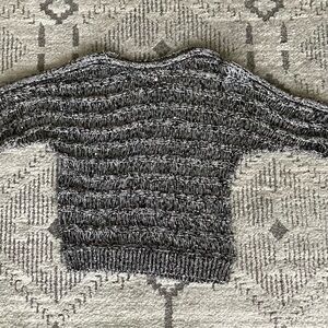 Chico's Black and White Sequin Crew Neck Sweater.